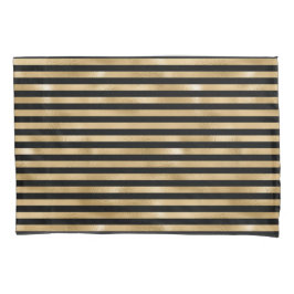 Fundas de almohada rayadas en negro y dorado