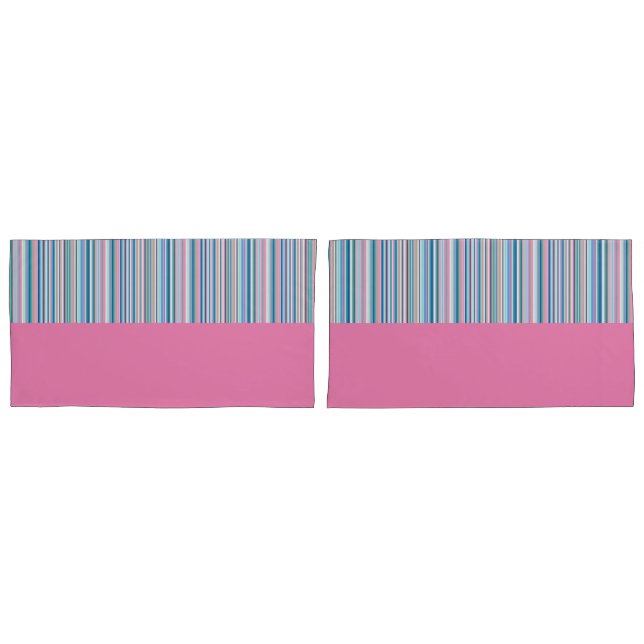 Fundas de almohada - Rayas de caramelo rosa en pol (Anverso - Set)