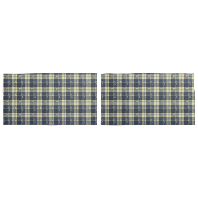 Fundas de almohada rey de cuadros y flores amarill (Anverso - Set)