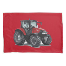 Fundas de almohada rojas de la granja del tractor