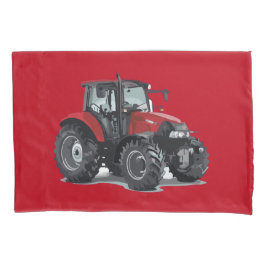 Fundas de almohada rojas de la granja del tractor