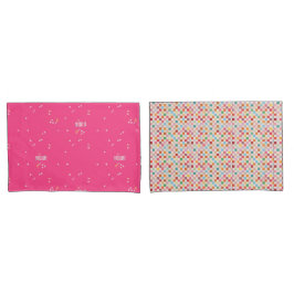 Fundas de almohada rosa caliente a cuadros