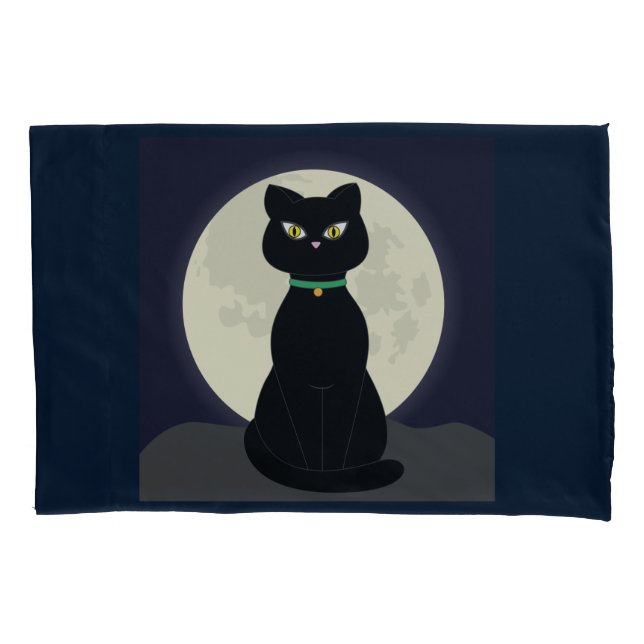 Fundas de almohadas BLACK CAT MOONLIGHT (Anverso)