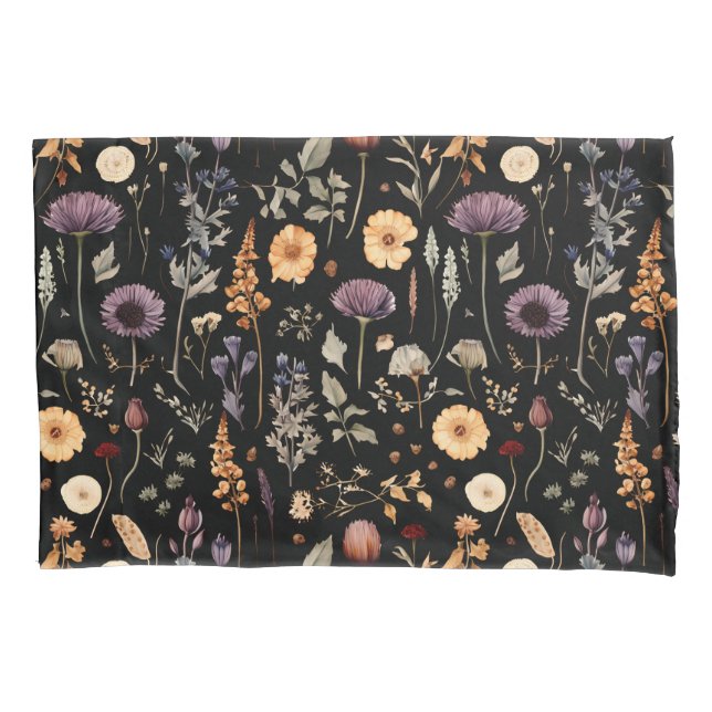 Fundas de almohadas botánicas de flores silvestres (Anverso)