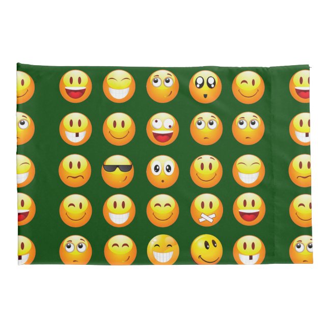 fundas de almohadas de emoji verde oscuro (Reverso-derecho)