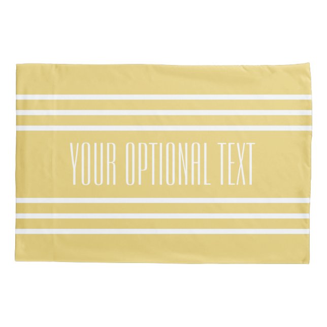 Fundas de almohadas de texto de rayas amarillas pe (Reverso)