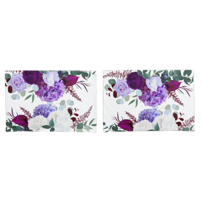 Fundas de almohadas Lavender Hibiscus en blanco (Anverso - Set)