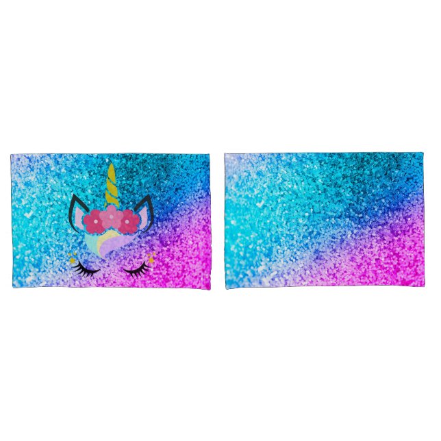Fundas de almohadas Purpurinas de unicornio person (Anverso - Set)