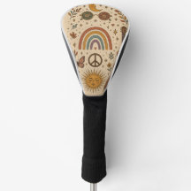 Fundas de golf retro vintage boho hippie