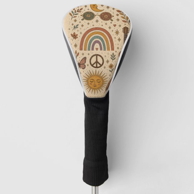 Fundas de golf retro vintage boho hippie (Anverso)