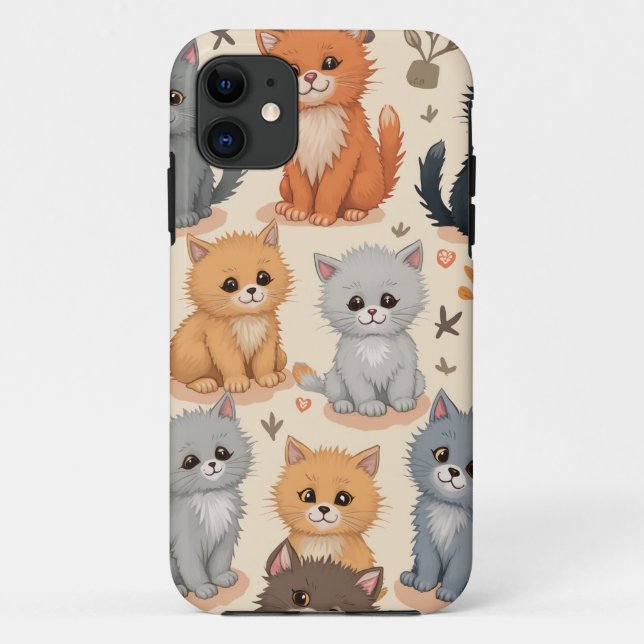 fundas de iPhone 11 con un patrón de gatito lindo (Reverso)