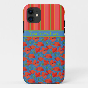 Fundas de iPhone 5/5s Amapolas Escarlatas y Rayas