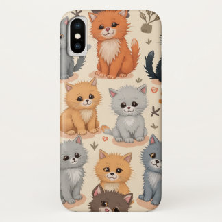 fundas de iPhone X Cute patrón kitten estuche de t