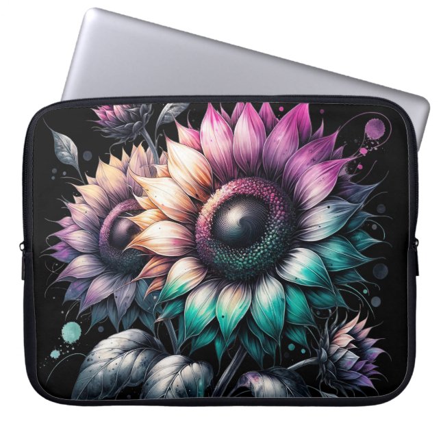 Fundas de Laptops Rainbow Sunflowers (Frente)