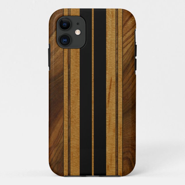 Fundas de Nalu Mua Faux Koa Wood Surfboard iPhone  (Reverso)