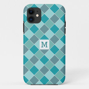 Fundas de teléfono con patrón de baldosas Aqua y m