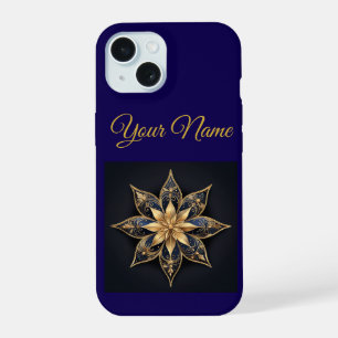 Fundas iPhone 15 Vintage Azul Marino y Dorado Navi