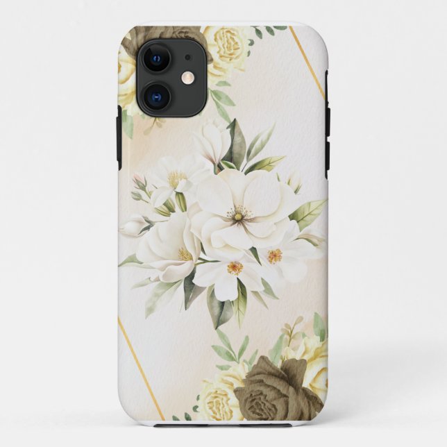 fundas para iphone 11 Floral Acuarela (Reverso)