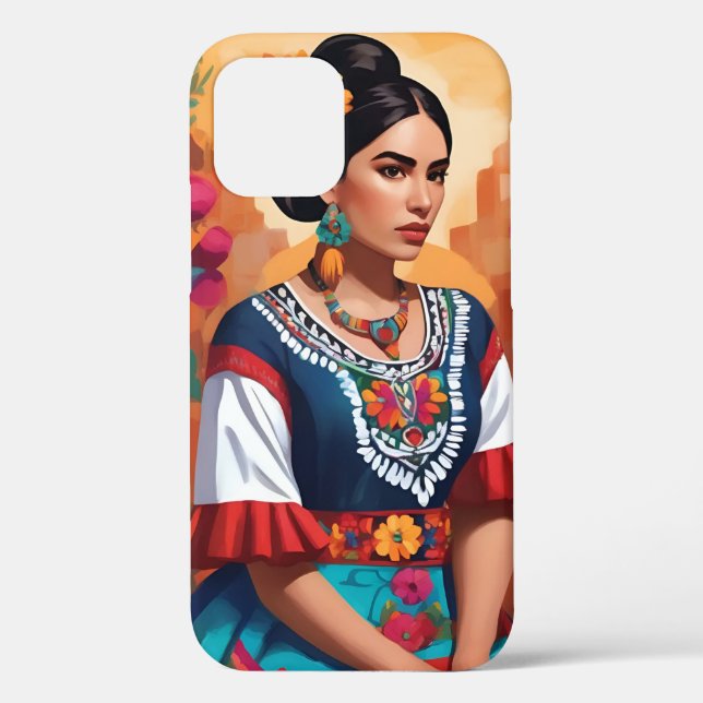 Fundas para iPhone 12 motivo mujer mexicana (Reverso )