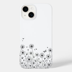 Fundas para iPhone 14 con Flor Silvestre en Blanco