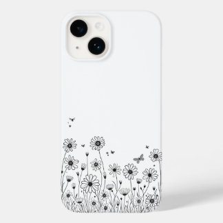 Fundas para iPhone 14 con Flor Silvestre en Blanco