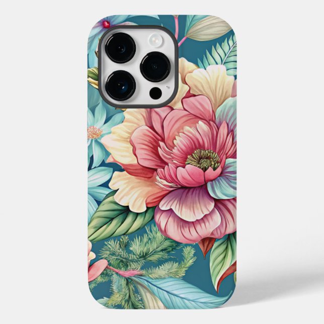 Fundas para iphone 14 Pro Florales Coloridas  (Reverso )