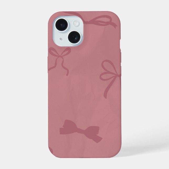 fundas para iphone 15 con estampado de lazo rosa m (Reverso )