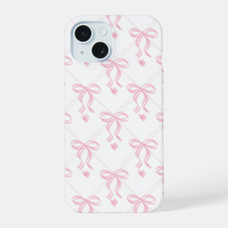 Fundas para iPhone 15 con lazos rosa té claro