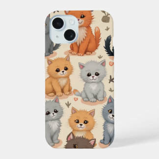 Fundas para iPhone 15 con patrón de gatito lindo