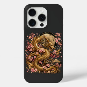Fundas para iPhone 15 Pro Fantasía Dragón Dorado M