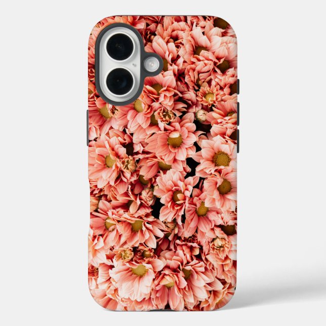 fundas para iPhone 16 con el cierre de flores rosa (Reverso )