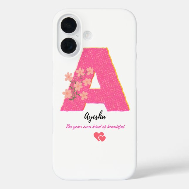 fundas para iphone 16 con letra floral a /monogram (Reverso )