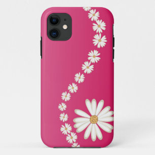 Fundas para iPhone 5 rosadas con margaritas blanca