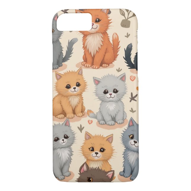 fundas para iPhone 8/7 Cute kitten patrón estuche  (Reverso)