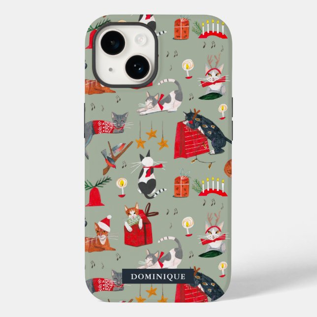 Fundas para iPhone Case-Mate de gatos lindos navid (Reverso )