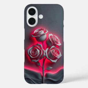 Fundas para iPhone con Rosas de Neón Rojas sobre N
