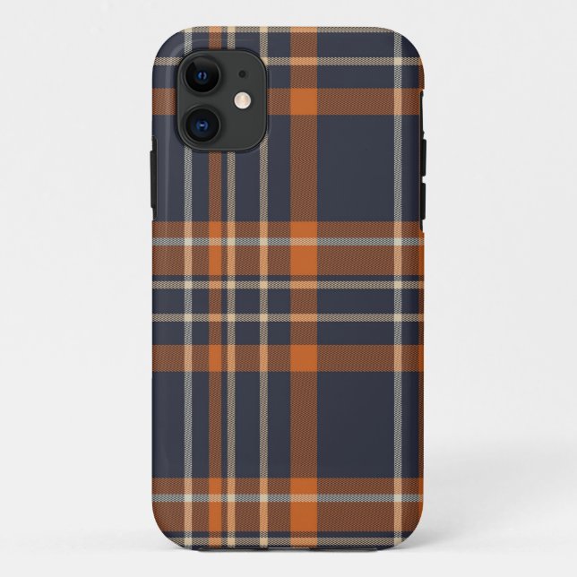 fundas para iPhone de cuadros naranja y azul (Reverso)