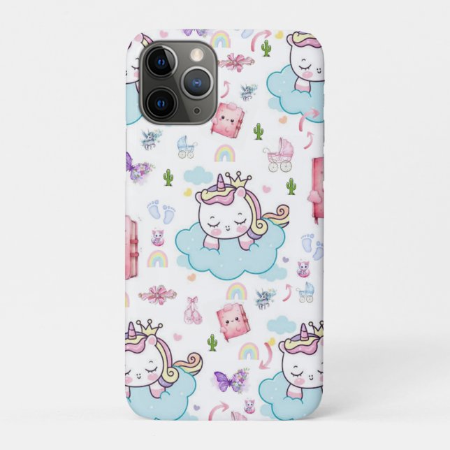 Fundas para IPhone Rosa, Unicornio Azul Arcoíris G (Reverso)