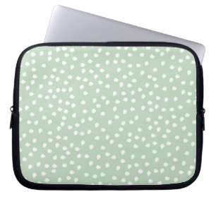 fundas para laptop con lunares verdes pastel claro