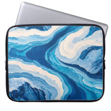 Fundas para portátil de glaciar azul abstracto | E