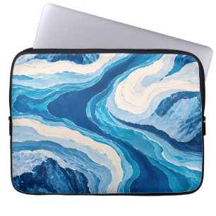 Fundas para portátil de glaciar azul abstracto E