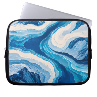Fundas para portátil de glaciar azul abstracto | E