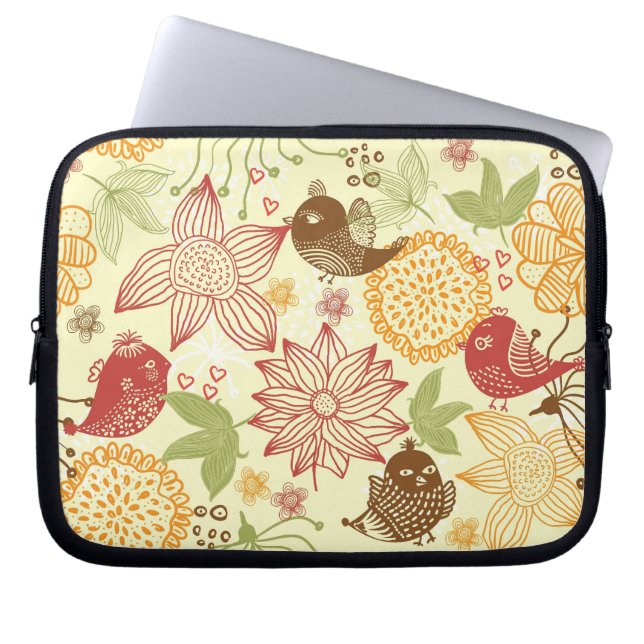 fundas para portátiles de pájaros y flores (Frente)