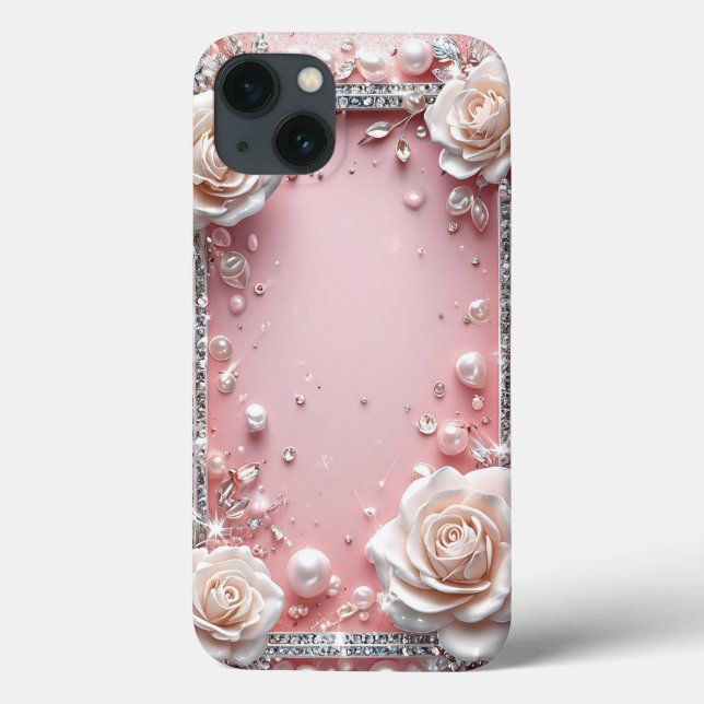 Fundas para teléfono estilo diario con rosas rosad (Reverso)