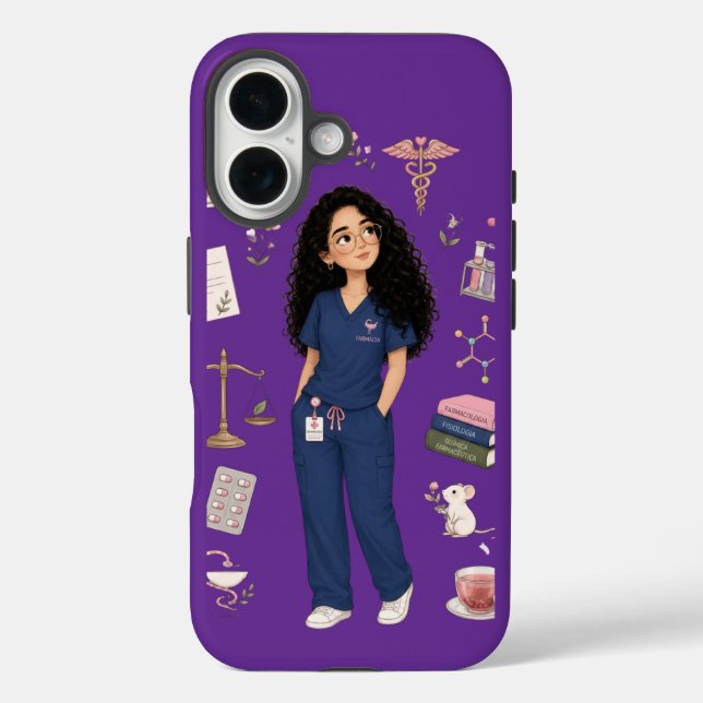 Fundas para teléfono moradas de gafas de farmacéut (Reverso )