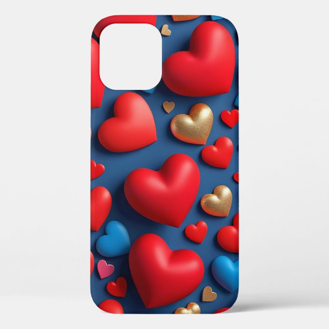 Fundas rojas 3D corazones protección diaria agarre (Reverso )