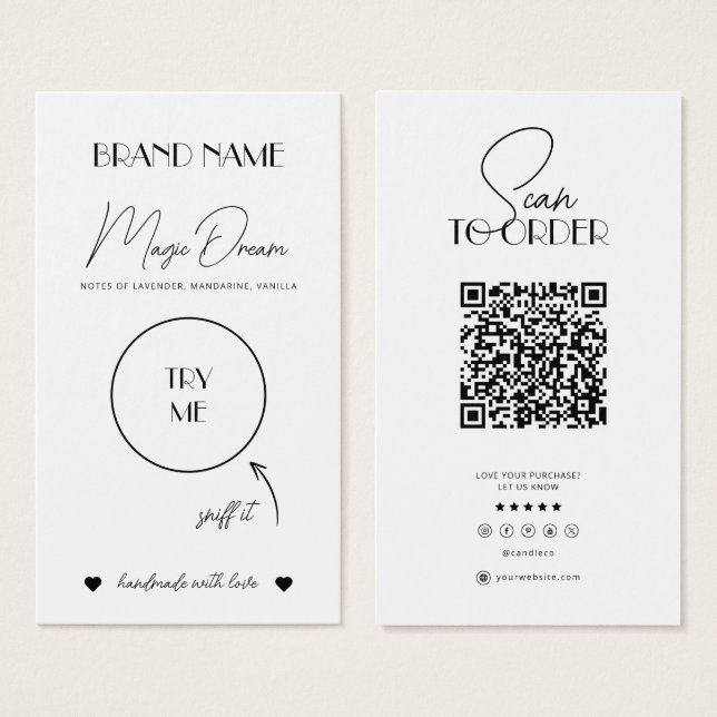 Fundidos de cera, tarjeta de aroma de vela, insert (Anverso y reverso)