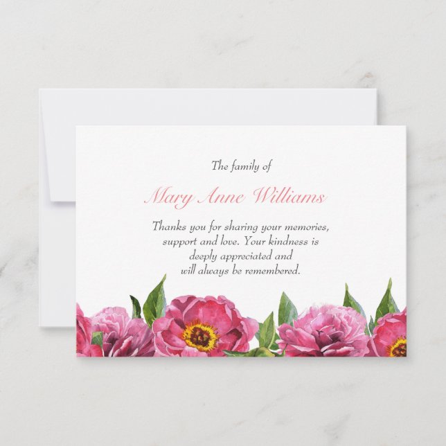 Funeral botánico de flor rosa vintage gracias (Anverso)