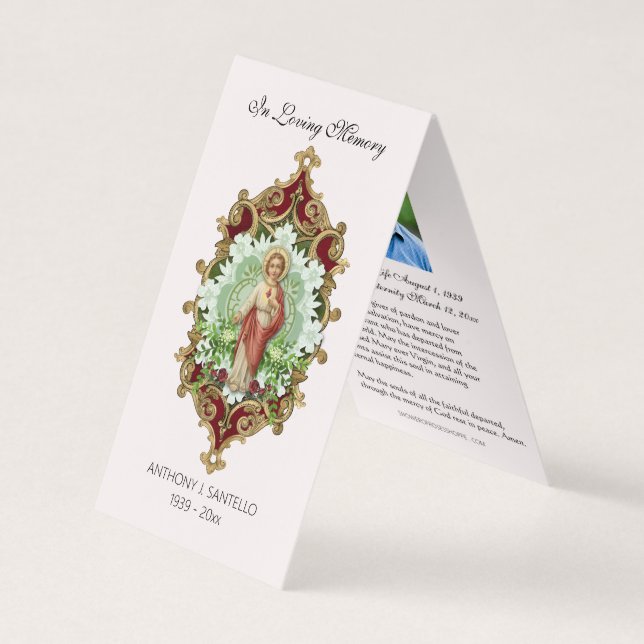 Funeral Católico Jesús Orar Tarjeta Santa (Anverso)