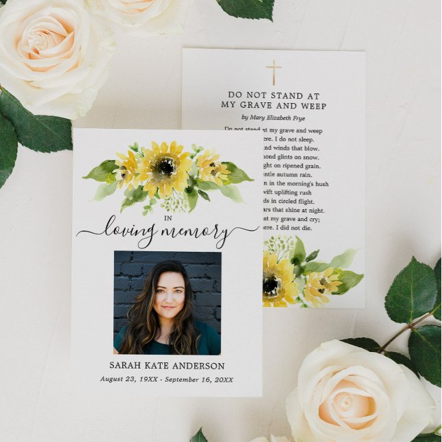Funeral De Girasol En Tarjeta De Poema De Memoria  (Subido por el creador)